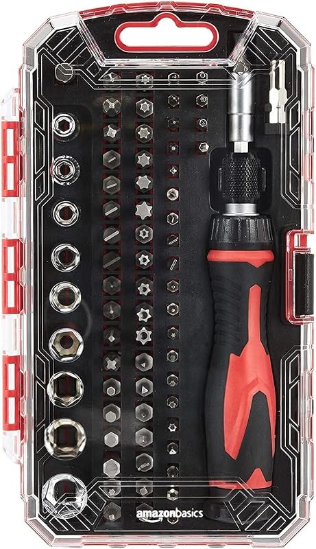 Set di chiavi a cricchetto magnetiche e cacciaviti di precisione per elettronica, 73 unità, confezione da 1, Nero, Rosso, Argento