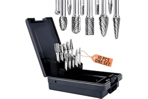 DJYIYEW Carbide Burr Set 1/4" Shank 10PCS Double Cut Carbide Rotary Burr Set for Metal Welds Concrete Stone Wood Plastic Carving Cutting Cleaning Grinding Engraving Porting Polishing