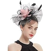 Z&X Sinamay Fascinator Pillbox Hats for Women Feather Flower Church Derby Headband Clip Wedding Tea Party Hat