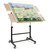 ALL4JIG 1500 Pieces Puzzle Table with Legs and Wheels,24.92"&times;33.58" Wooden Jigsaw Puzzle Table with 4 Drawers&amp;Cover,Adjustable Height Table Design,Laptop Table for Couch, for Bricks Building