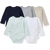 Burt's Bees Baby Bodysuits, Short Sleeve and Long Sleeve One-Pieces, 100% Organic Cotton, Pack of 5