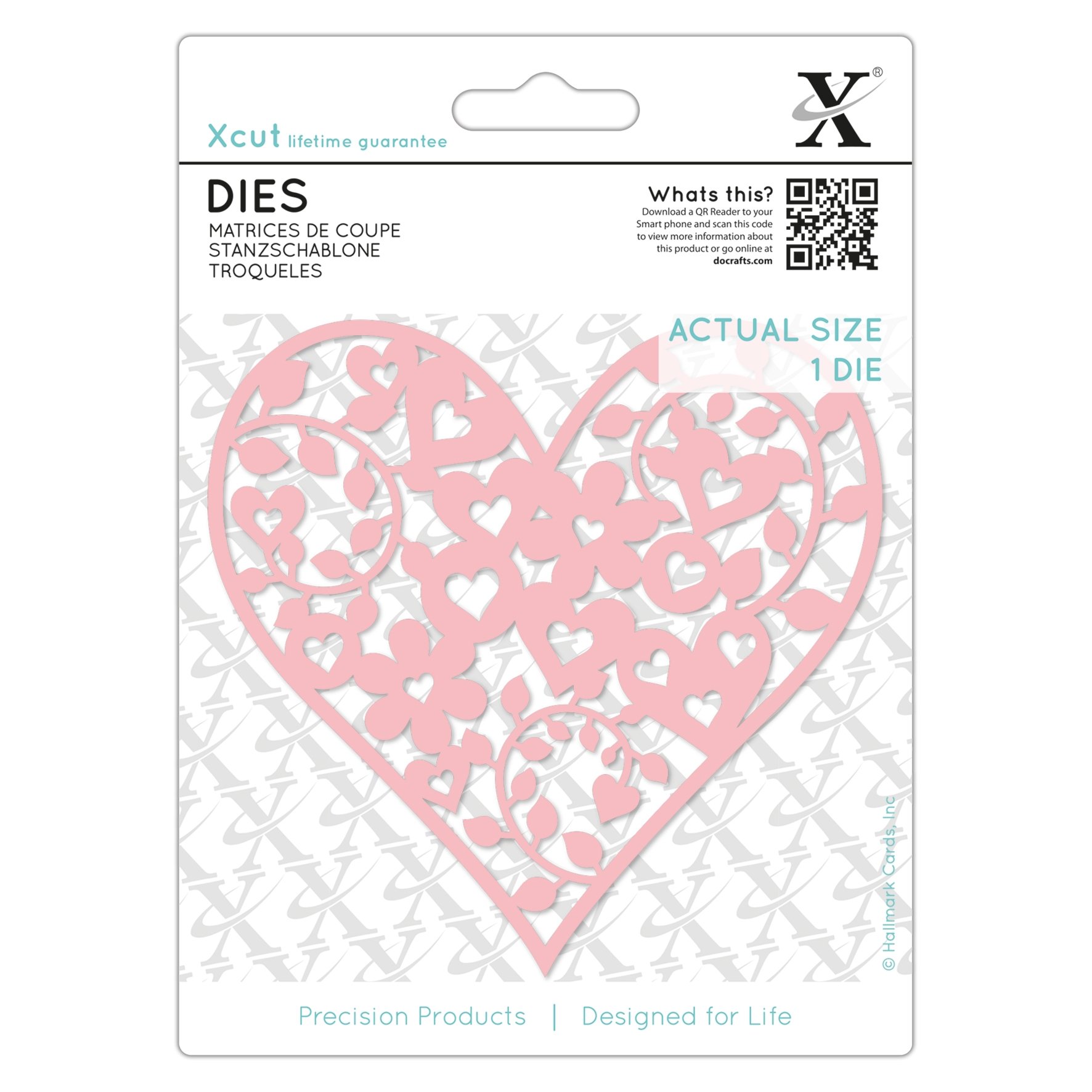 Xcut Dies Floral Love Heart, 1 Piece, Carbon Steel, Art Craft Cutting Tool Supplies, Beautiful Decoration, Card Making, Gift Tag, Wrapping, Scrapbooking, Invitation Making, Crafters Companion
