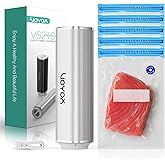 VOYOR Handheld Vacuum Sealer, Portable Vacuum Sealer Kit with Vacuum Bags Cordless Automatic Vacuum Pump for Food Preservation Type-C Charging and Long Lasting Food Vacuum (1 Pump+5 Bags)