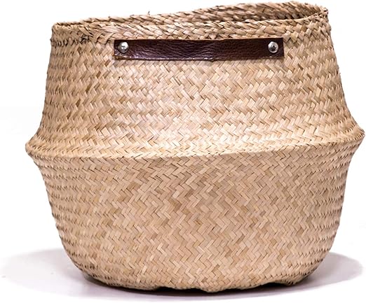 Amazon Com Large Decorative Natural Woven Seagrass Belly Basket