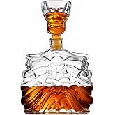 Godinger Skull Whiskey Decanter Set with Shot Glass, Gothic Home Bar, 32oz