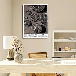 Shiny Disco Ball Print Poster -Vintage Silver