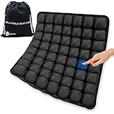 56 3D Air Cell Seat Cushion, Inflatable Travel Seat Cushion for Airplane,Office Chair, Wheelchair, Cars, Home Living, Comfortable Pressure Relief Tailbone Pain Relief (Black, 16"x18")