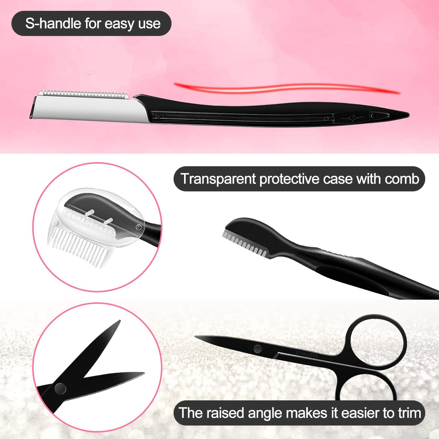 Vextronic Eyebrow Razor,6 in 1 Eyebrow Kit,Multipurpose Exfoliating Dermaplaning Tool Face Razors for Women, Including Facial Trimmer Shaver,Eyebrow Brush,Scissors,Tweezers,Storage Bag: Home Improvement