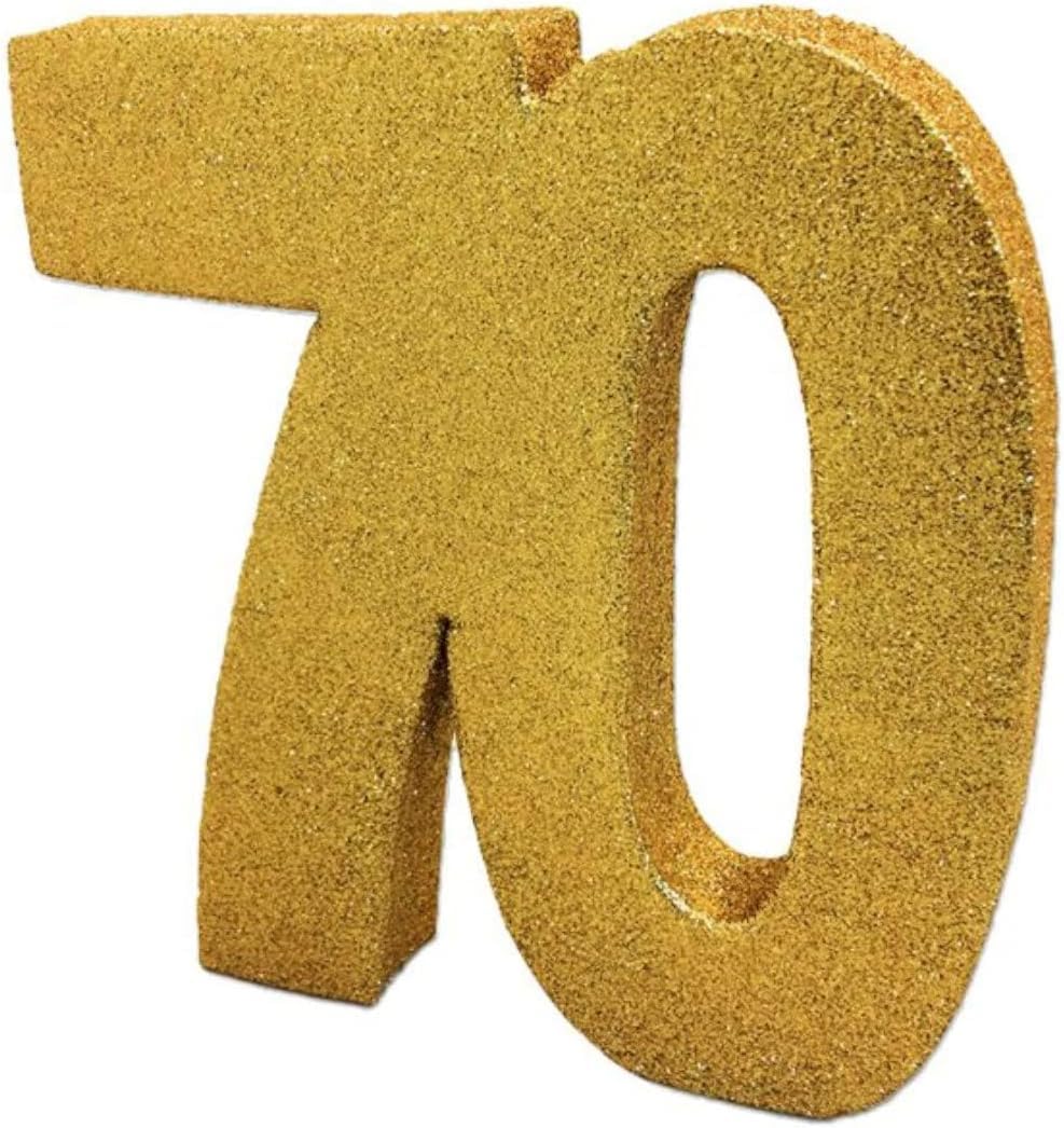 Number 70 Glitter Table Decoration Gold| Table Centrepiece | Table Decorations Centrepiece | 70th Birthday Decorations | Pack of 1 | 20cm |H108