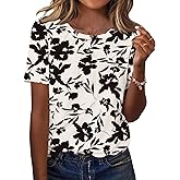 Kistore Womens Casual Crew Neck Short Sleeve Pleated Tops Blouses Fashion Clothes 2026