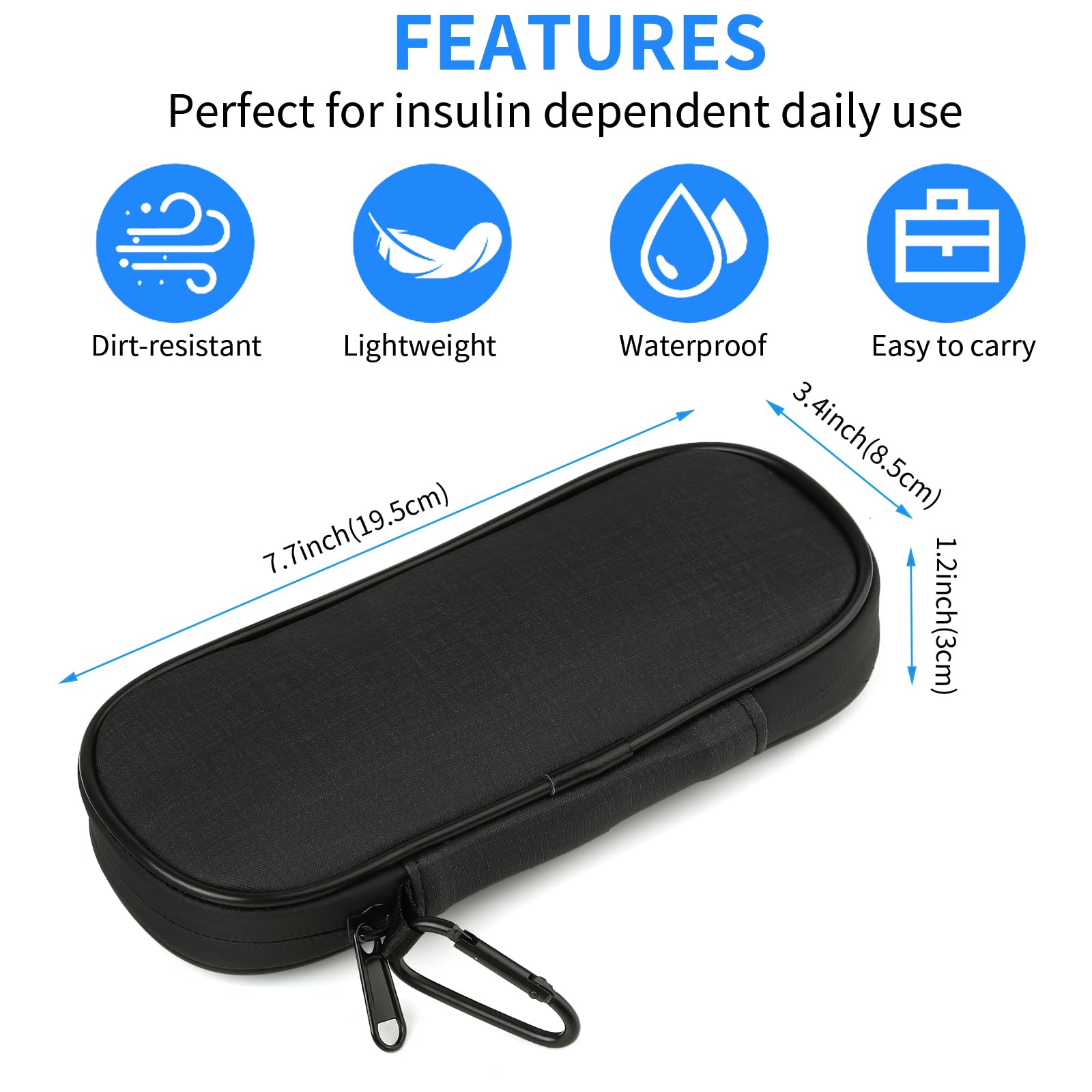GERMUN Insulin Pen Cooler Travel Case with 2 Reusable TSA Approved Ice Packs, Diabetic Medication Insulated Cool Organizer Bag for Insulin Pens and Other Diabetic Supplies Storage (Black)