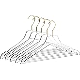 Quality Hangers Acrylic Clear Lucite Hangers - 5-Pack with Bar Matte Gold Hooks - Hangers for Clothes Like Pants Suits Jackets and Shirts - Closet and Wardrobe Organization