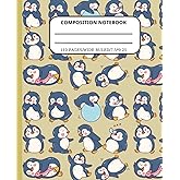 Composition Notebook College Ruled: Cute penguin illustration. Perfect for school, college, university, work