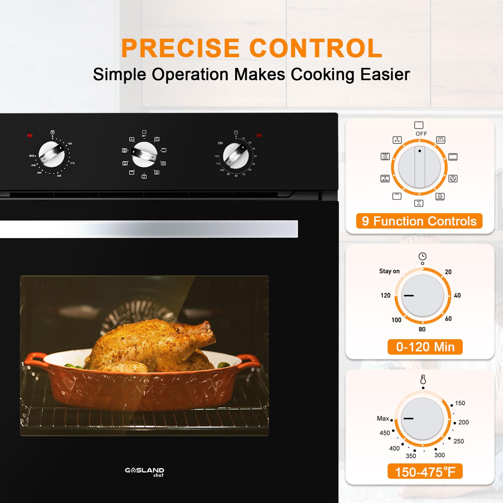 GASLAND ES609MBN Wall Oven, Black