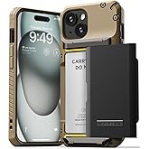 VRS DESIGN Damda Glide Pro Phone Case Designed for [iPhone 15], Sturdy Semi Auto Wallet [4 Cards] Card Holder Case Compatible with iPhone 15 Case (2023) Khaki