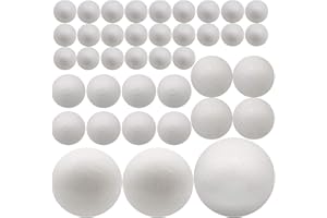 FFchuanhe 39 Pack Craft Foam Balls, 5 Sizes Including 2-7.8 in, Polystyrene Smooth Round Balls for Arts and Crafts, Wedding, DIY Craft for Home, Supplies School Craft Project and Holiday Party