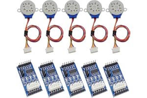 Haldzemo DC12V 4-Phase 5-Line Gear Stepper Motor 28BYJ-48 with ULN2003 Driver Test Module Blue Board (5 Pack)
