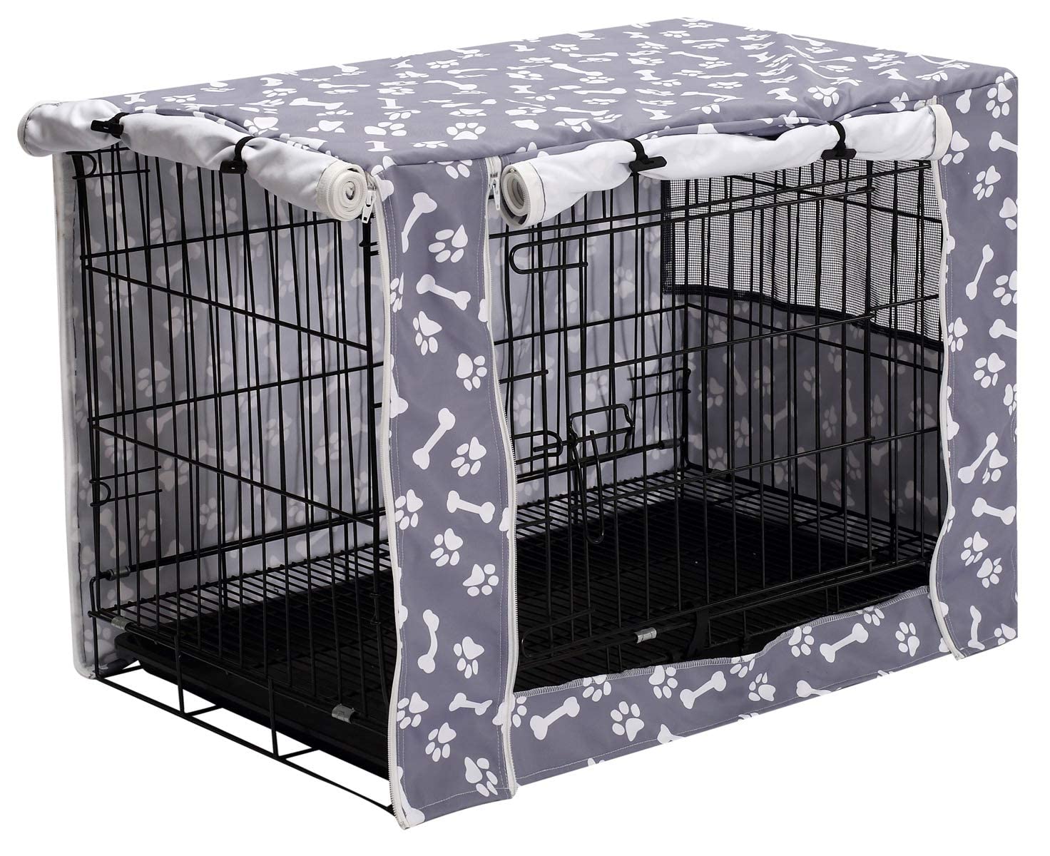 Pethiy Dog Crate Cover Durable Polyester Pet Kennel Cover Universal Fit for Wire Dog Crate - Fits Most 48 inch Dog Crates - Cover only-Sky Gray-48