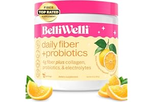 Belli Welli Daily Fiber Supplement with Added Collagen, Probiotics, and Electrolytes | Supports Digestive Health and Regularity | Orange Yuzu Mandarin - 16 Servings