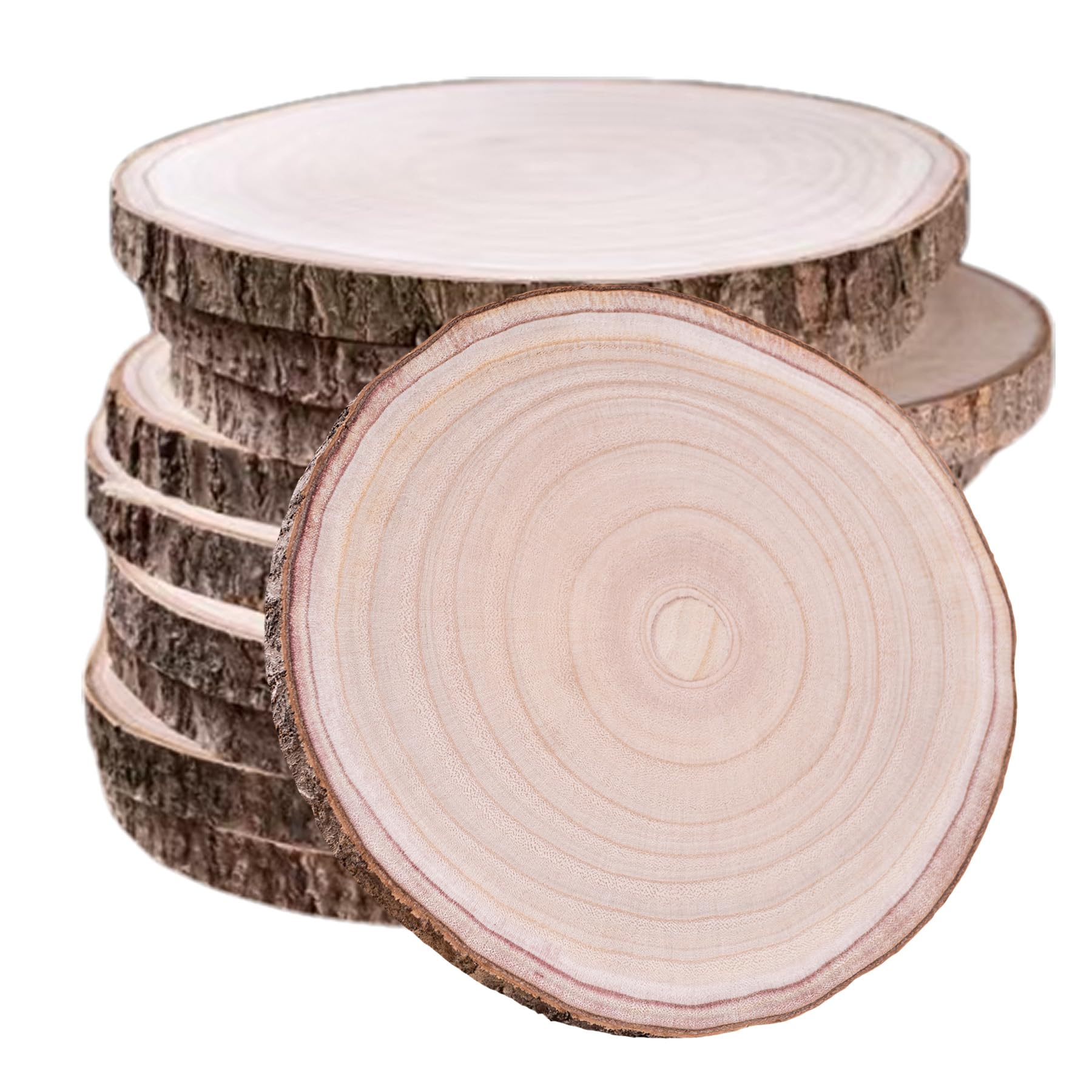 Photo 1 of 10 Pcs Natural Paulownia Wood Slices 9-10 Inches, for Centerpieces Table Decorations,Unfinished Rounds Wood for Crafts,for Rustic
