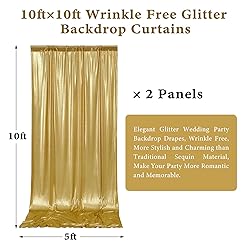 Outpain 10x10ft Gold Sequin Backdrop Curtains
