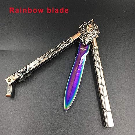 Amazon バタフライナイフ 練習用 練習折りたたみナイフ バタフライナイフ 鈍いポケットナイフ ステンレス鋼 鈍い トレーニング練習 トレーニングツール 屋外特殊蝶ナイフ アニメ ゲーム練習用ナイフ 金属 蝶スタイル トレーナーナイフ トレーナーゲームナイフ 鈍い刃