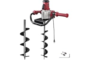 Yeshom 1500W Electric Post Hole Digger Earth Auger Drill 2HP Powerhead 6" 8" Bit Fence Planting Flower