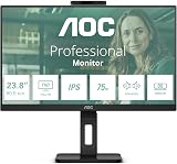 AOC 24P3QW 24" FHD IPS Monitor 75Hz 4ms 2MP WebCam USB Hub Height Adjust view 2
