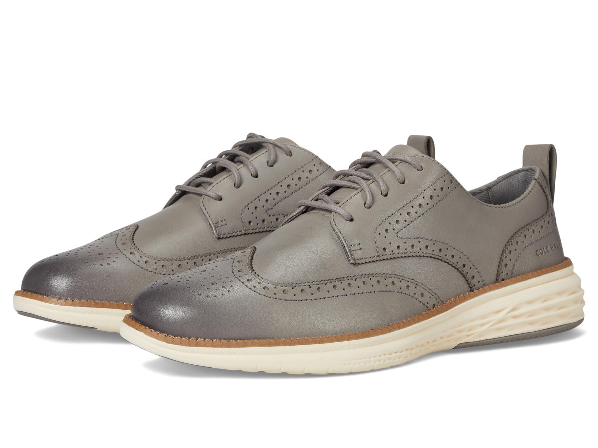 Cole Haan Men’s Grand Hurrion Wingtip Oxfords, Ironstone Nubuck/Ivory, 7.5-M US