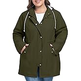FOREYOND Plus Size Rain Jackets for Women Long Lightweight Hooded Raincoats Waterproof Windbreakers Outdoor Travel