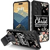 RYUITHDJP for Samsung Galaxy S25 Ultra Case with Slide Camera Cover and Built-in Kickstand, Dual Layer Shockproof Bumper Protective Black Cover for Galaxy S25 Ultra,Bible Verse 4-13 Black