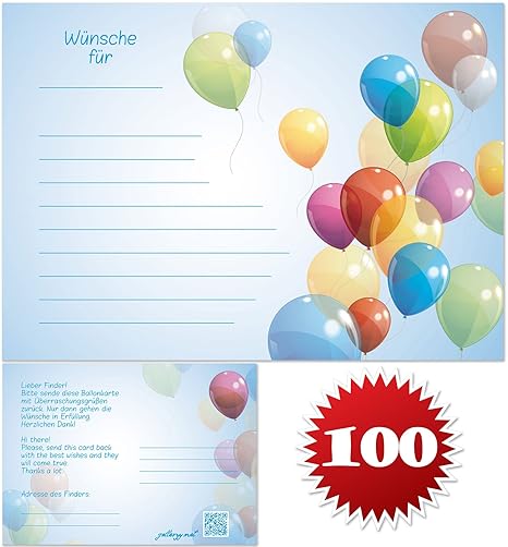 galleryy.net 100 Ballonflugkarten zur Hochzeit Gelocht, Portofrei Möglich, Flugkarten für Hochzeitsballons im Set Zum Hochzei