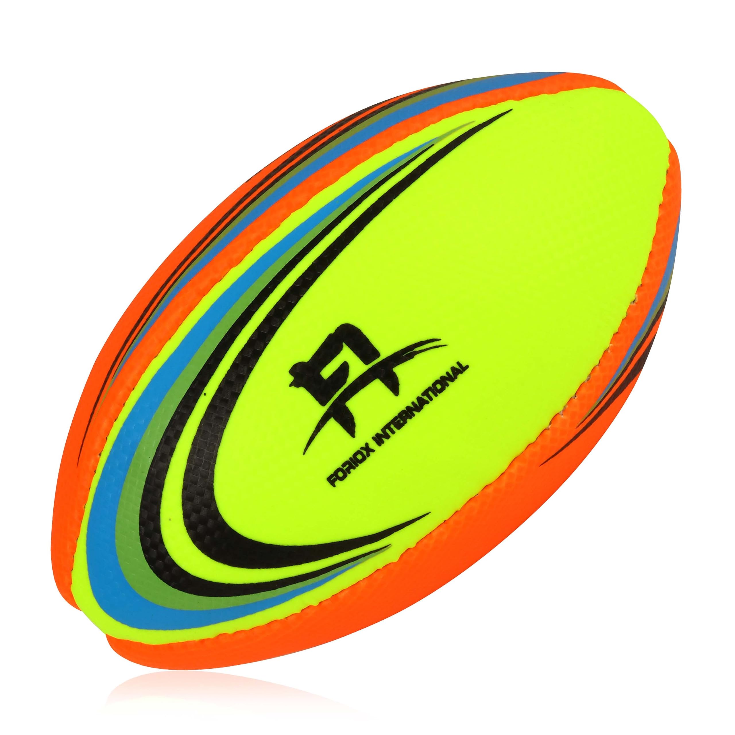 Foriox International Rugby Ball Size 2, 3, 4 Training Ball Soft Touch Perfect RugbyBall Night (Size 2, Yellow)