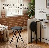 SuperGift.com Black Round Compact Padded Folding Stool Chair view 3