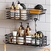 TAILI Shower Caddy Suction Cup 2 Pack with Hooks & Soap holder, Heavy Duty Shower Organizer for Bathroom, No Drilling Bathroo