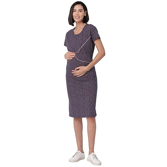 Minelli Womens Round Neck Feeding/Maternity/Nursing Night Gown