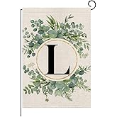 wyooxoo Monogram Letter L Floral Garden Flag 12x18 Inch Double Sided Outside Outdoor Family Last Name Initial Yard Flag