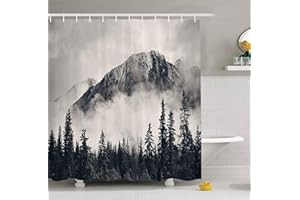 Mantto Canadian Smoky Mountain Cliff Outdoor Idyllic Photo Art Shower Curtain, National Parks Home Decor Curtain, Waterproof 