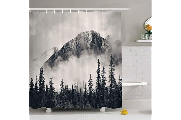 Mantto Canadian Smoky Mountain Cliff Outdoor Idyllic Photo Art Shower Curtain, National Parks Home Decor Curtain, Waterproof