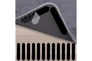 Homlab Rug Carpet Gripper Tape Grip - Non Slip Double Sided Rug Grippers for Hardwood Floors, Washable Reusable Rug Slip Stopper, Under Area Rug Carpet Corner Grip, No curl Wood, Tile Floors Pad (12)