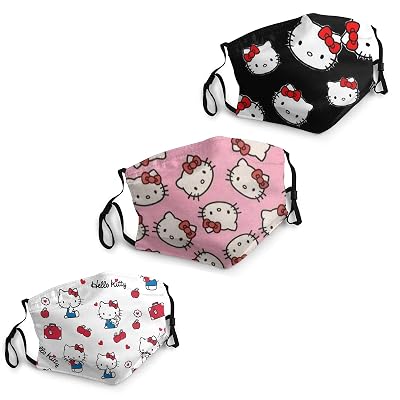 Buy Adults Hello Kitty Face Mask 3pcs Cute Mouth Mask With 6 Filter Reusable Cloth Face Cover Washable Dust Mask Bandana Unisex Online In Indonesia B091b748w3