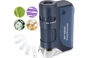 BNISE Pocket Microscope 60X-120X - Portable Handheld Microscope for Kids - Miniscope with Microscope Slides for Learning - Education Toys for Kids Age 8-12 Home School - Children's Day Gifts for Girls Boys