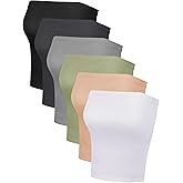 Bencailor 6 Pack Women's Bandeau Tops, Strapless Tube Bra, Seamless Basic Casual Stretchy Sports Bralettes for Women Girls