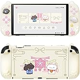 PlayVital Cherry Blossoms Kitten Protective Case for Nintendo Switch 2 with Stand | Cute Cat Ear & Paw Silicone Grips, Dockable Hard Shell, 2 Joystick Caps | Full-Body Protection Cover, Antique Yellow