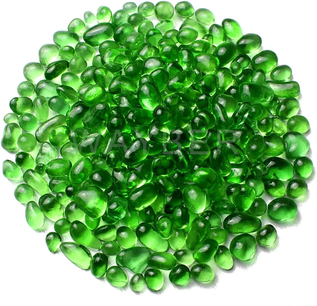 WAYBER Glass Stones, 1Lb/460g Irregular Sea Glass Pebbles Non-Toxic Artificial Gemstones for Vase Filler/Handmade Gift/Terrarium Flowerpot Aquarium Turtle Tank Decoration, Green: Home & Kitchen