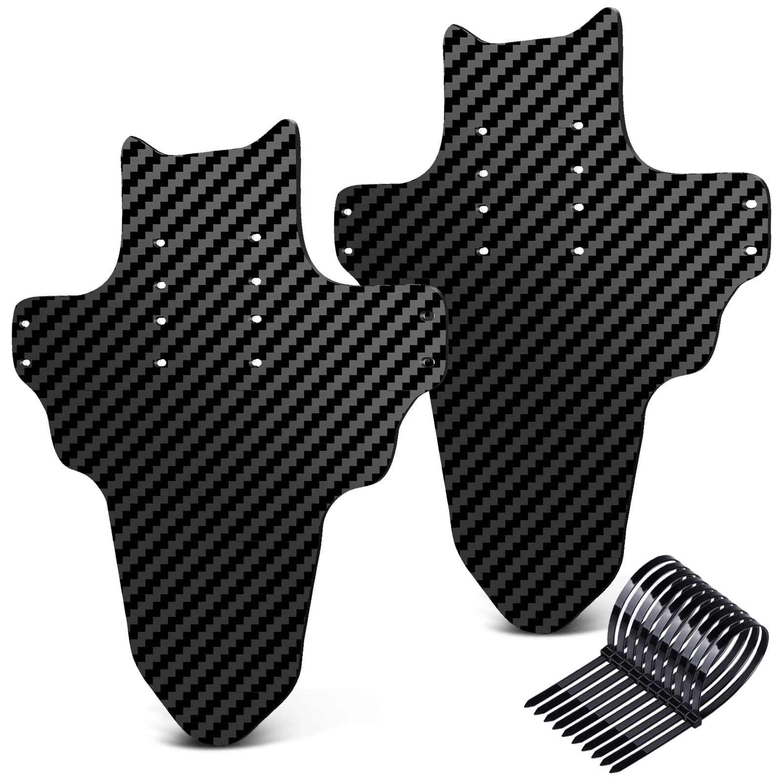 NICEDACK Mudguards Mountain Bike, 2 Pieces Mudguard Fit 20-29 Inch MTB Mudguard Front and Rear Compatible Bicycle Splash Guard (Black-Carbon Look)