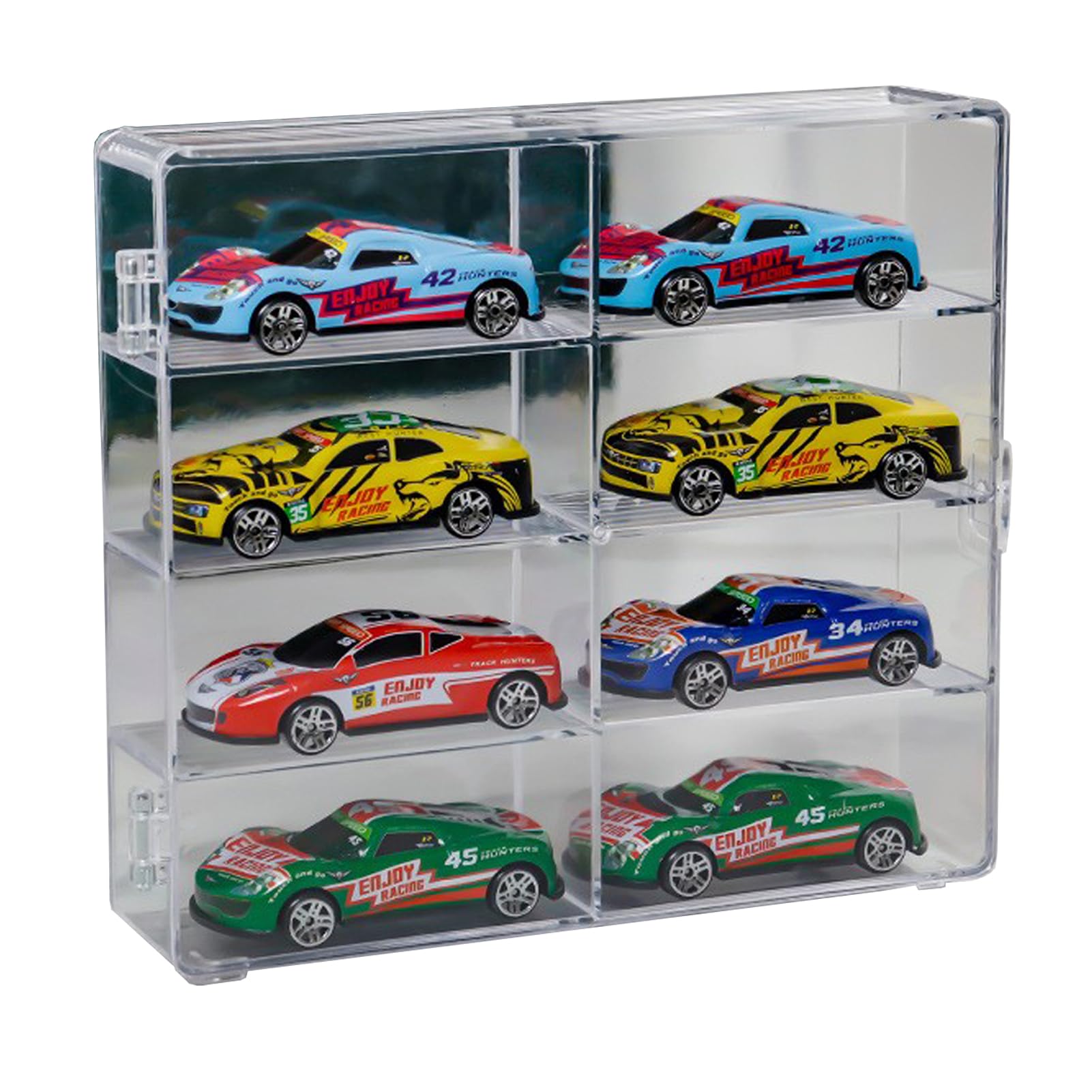 1:64 Toy Car Display Case, 8 Compartments Acrylic Car Storage Box, Clear Acrylic Case for Display Dustproof Protection Showcase for Cars