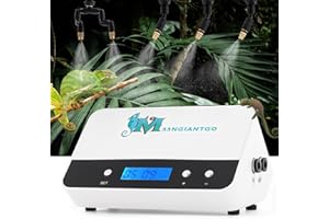 Moongiantgo Reptile Humidifier with Timing Function - Misting System with 3 Single Nozzles & 1 Double Nozzle - Easy to Set Spraying Duration & Interval - Reptile Mister for Lizard Chameleon Snake Frog