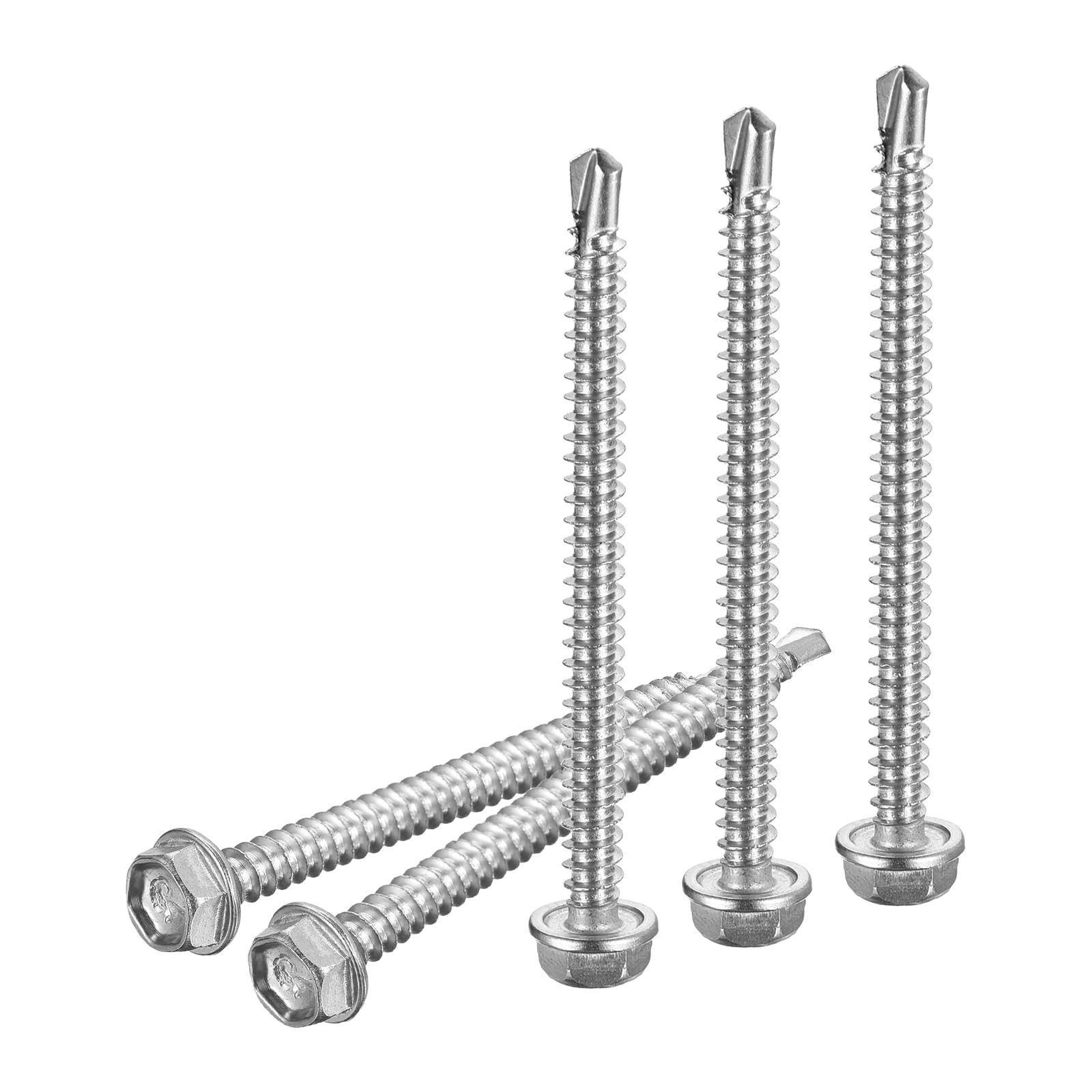 DTGN #10x2-1/2" Hex Washer Head Self Drilling Screws - 50Pack - Good for Machine - 410 Stainless Steel - Self Tapping Sheet Metal Screws — image 1