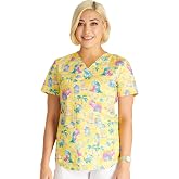 Cherokee Prints Women Scrubs Top V-Neck Print CK652 | Two Patch Pockets, Pencil Stitch, Side Vents, 26-Inch Back Length, Storage And Mobility For Healthcare Work